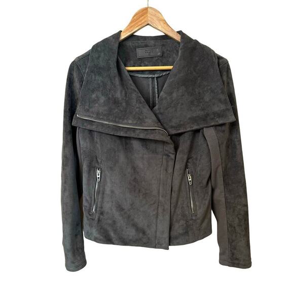 BLANK NYC Legendary Faux Suede Motto Jacket Gray Women's size Medium Biker - Picture 3 of 14
